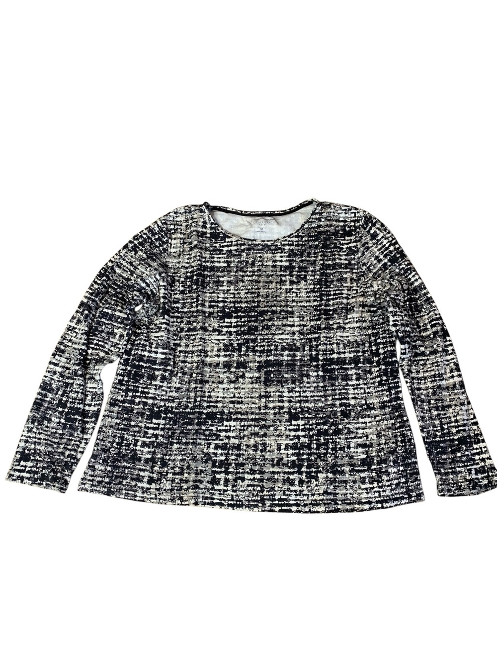 Croft & Barrow Classic Long Sleeve T-Shirt Black & White Abstract Print Size M